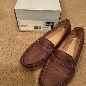 Frye Rich Brown Leather Penny Loafers